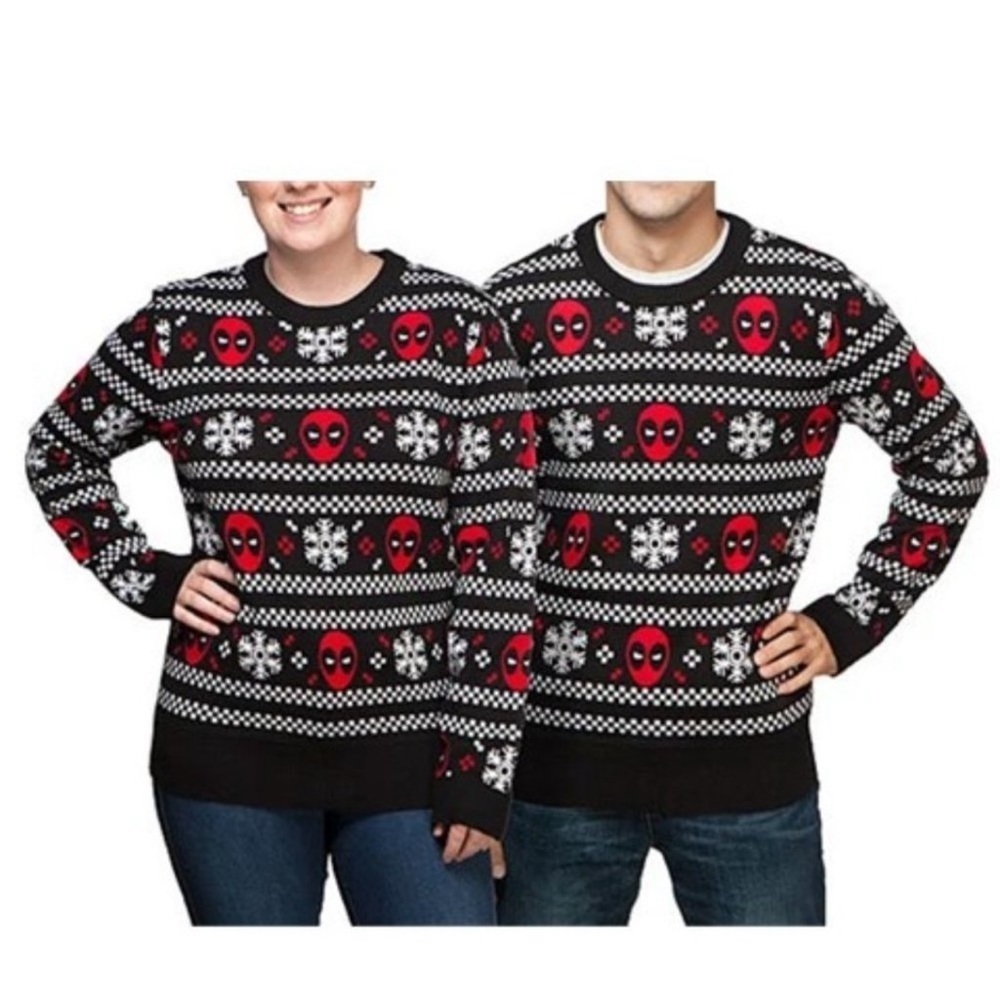 Marvel Unisex Men Women Deadpool Holiday Snow Ugly Sweater